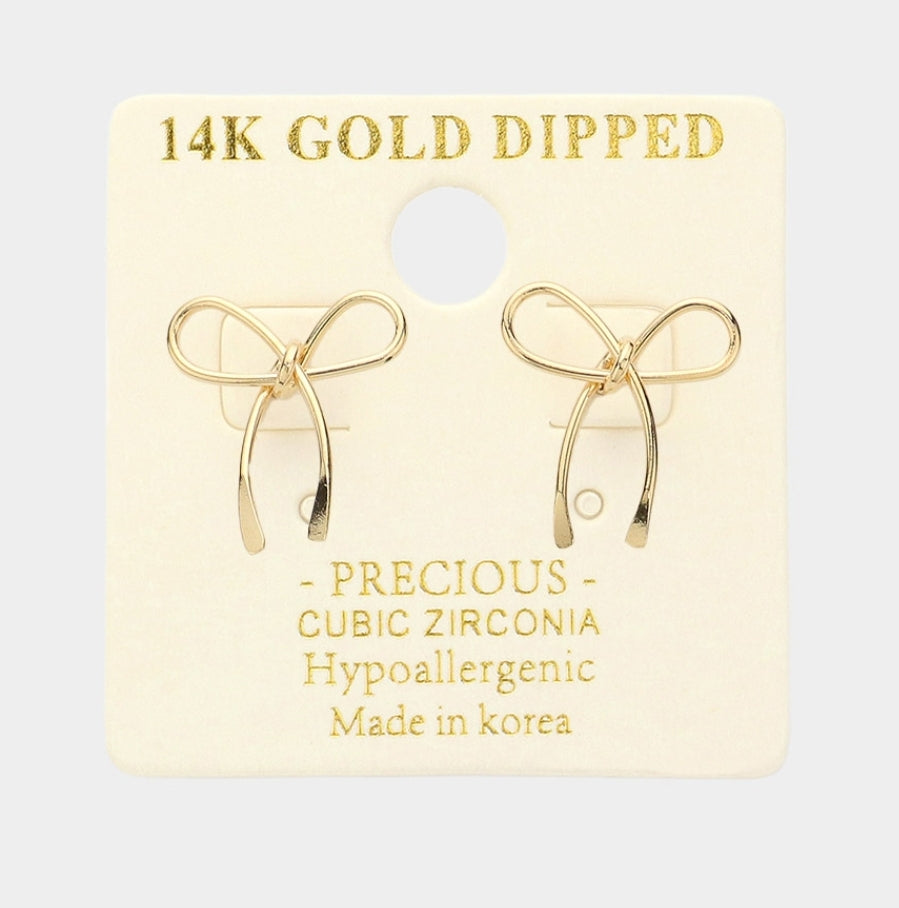 14K Gold Dipped Bow Earrings